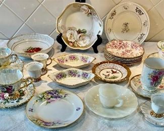 Lot Of Vintage And Antique Cups, Saucers, Bowls, And Plates - Lamoges, Nippon, Bavaria, Ricopal, And More