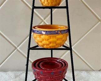 Boyds Bear And Friend Halloween And 4th Of July Woven Nesting Bowls And Stand