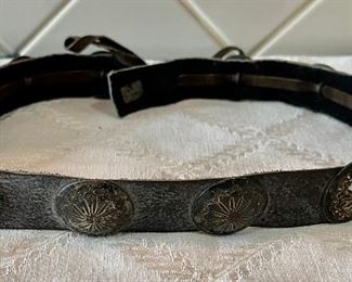 22" Leather And Sterling Silver Concho Belt 