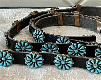 41" Sterling Silver And Turquoise Concho Belt