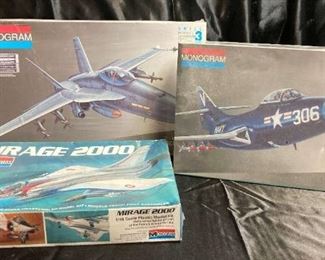 Monogram Mirage 2000, F9F Panther And A18 Attack Fighter Models, Unopened