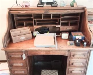Antique oak rolltop desk