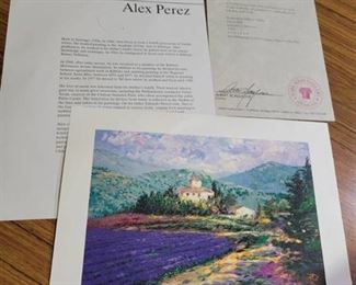 Lot of Alex Perez Seriolithograph in Color on Paper Signed in Plate with certificate of authenticity - Lavender In Provence