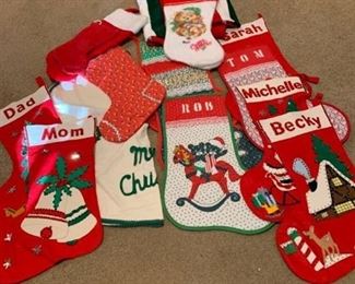 Assorted Christmas stockings some monogrammed