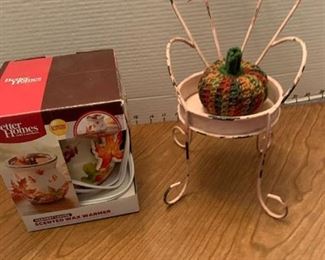 Better Homes wax warmer and metal chair candle or plant holder