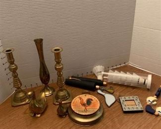 Brass candlestick holders and more