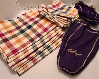 Placemats, matching napkins, 2 Crown Royal bags