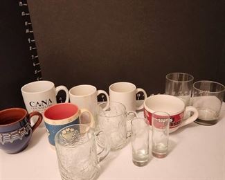 Glasses, coffee cups and shot glasses