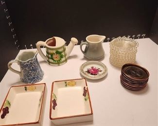 Creamers, watering can, coasters and soap dishes