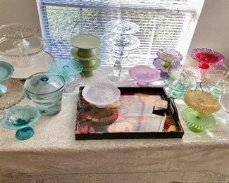 Gorgeous table full of pedestal cake stands….see following pics for closeups! They’re from Anthropologie, Pottery Barn, Williams Sonoma, and some vintage!