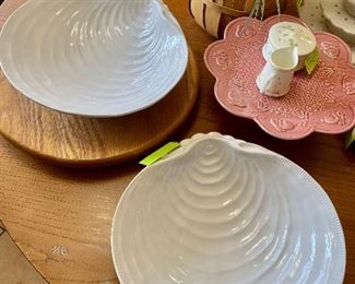Two XL >14” Pottery Barn white clam shell bowls