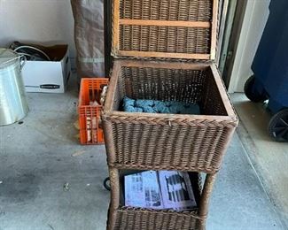 Art Deco wicker sewing basket