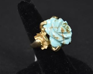 Large Gold & Turquoise Ring 
