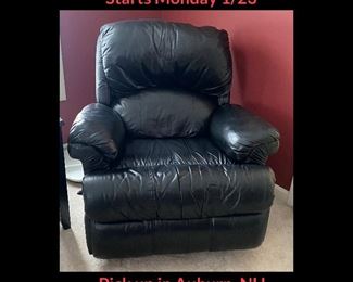 Black leather recliner- comfy 
