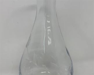 ETCHED GLASS FLOWER VASE 8.5 INCHES