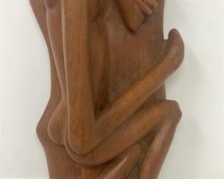 KENYAN WOODEN HAND-CARVED FIGURE WALL HANGING
