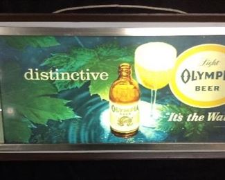 VTG. OLYMPIA LIGHT BEER LIGHTED SIGN, UNDERWRITER LABS