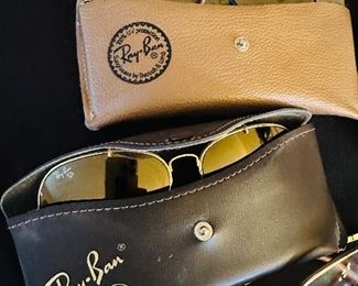 Ray Ban vintage aviators 
Leather trimmed and tortoise shell