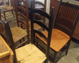 many ladderback and side chairs