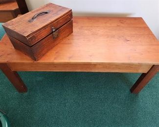 Antique Box and Mid-Century Modern Coffee Table 