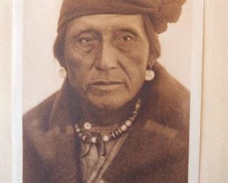 Original Photogravure on Japanese Tissue Paper (Gampi) from pre-1930 copyright book - 'Holds the Eagle--Hidatsa'. by Edward S. Curtis. 