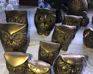 Vintage brass owls 