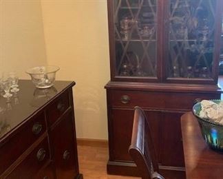 Compete set, Buffet, Table and chairs, Hutch, end tables and even a bedroom dresser with mirror all same period and style.