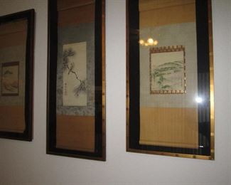 Silk framed scrolls