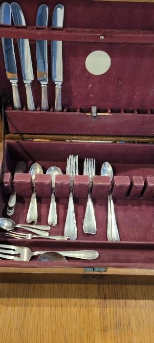 Sterling silver flatware, 33 pieces with tarnish resistant box, Gorham? Dolly Madison?