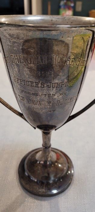 Sterling silver award for the Fort Sheridan Horse Show, 1928, 9" tall, 386 grams