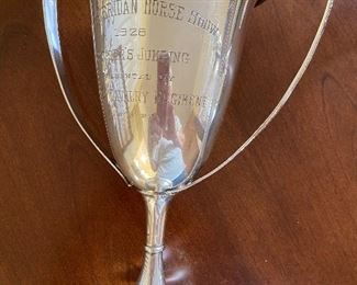 Sterling Silver Award from 1928, 9" tall from Fort Sheridan Horse Show 1928, 386 grams