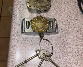 Hubley padlock with belt buckle and keys