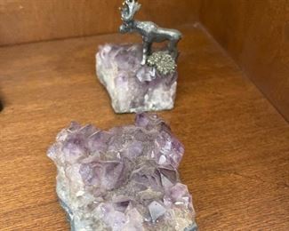 Amethyst quartz with Moose figurine