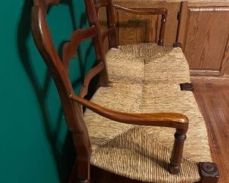 Country French 2 seat bench with rush seat