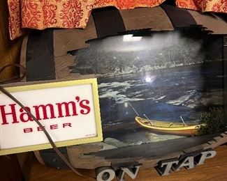 Vintage Hamm’s on tap lighted beer sign