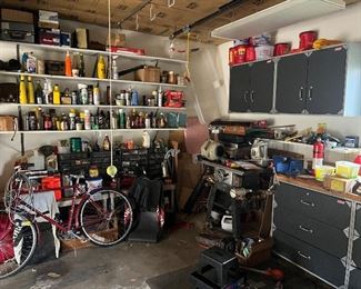 Garage stuff and craftsmen shelves and cabinets
