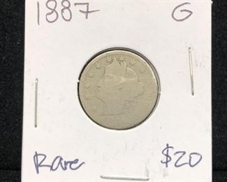 Rare 1887 V Nickel Coin