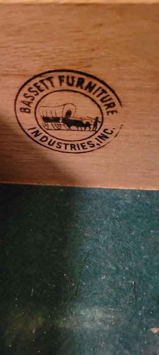 Bassett Furniture label in MCM dresser