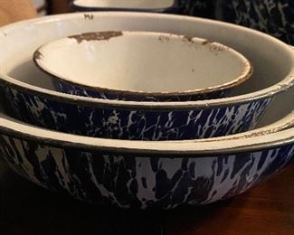 Lots of Blue and White Enamelware/Graniteware