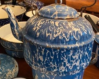 Blue and White Swirl Coffee Pot