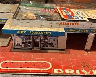Old Tin Litho Allstate Service Station