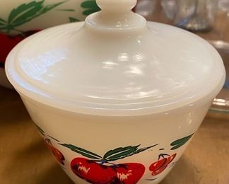 Fire King Grease Bowl Apples and Cherries