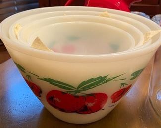 Fire King Apple and Cherries Stacking Bowls