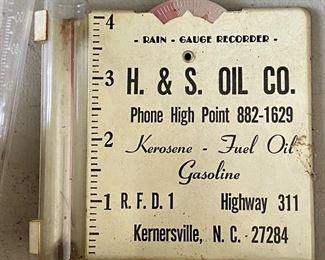 Old Advertising Rain Gauge (H. & S. Oil Company R.F.D. 1 Highway 311 Kernersville, N.C. 27284)