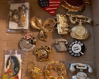 Vintage Brooches (Several Telephone Themed)