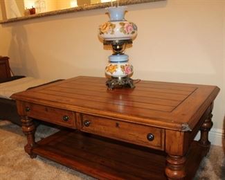 Broyhill coffee table; also matching pair lamp tables and a console table