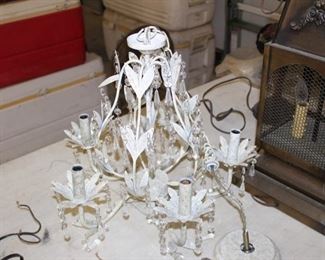 metal chandelier with crystal drops