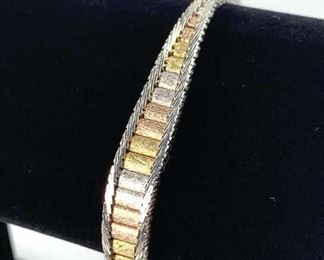 925 Silver Bright Bracelet w/ Tri color