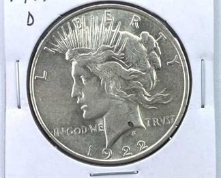 1922-D Silver Peace Dollar AU+