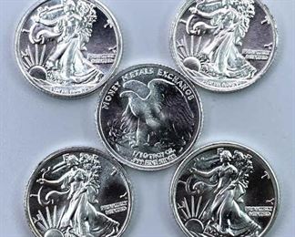 (5) 1/10oz Silver Rounds 999